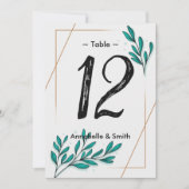 Groen Bloemen Gouden Folie Bladeren tafelnummer (Voorkant)