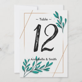 Groen Bloemen Gouden Folie Bladeren tafelnummer