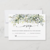 Groen Bloemen Huwelijksceremonie RSVP Kaart (Voorkant)
