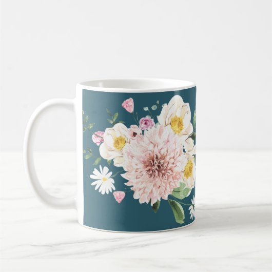Groen, Bloemen Koffie T-shirt Mok Drinkware (Links)