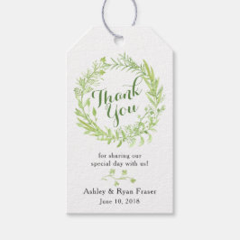 Groen Bloemen krans bruiloft dank u Cadeaulabel