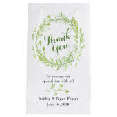 Groen Bloemen krans bruiloft dank u Klein Cadeauzakje (Voorkant)