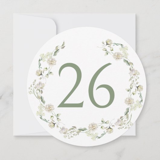 Groen Bloemen Krans Trouwcirkel Tafelnummer (Achterkant)