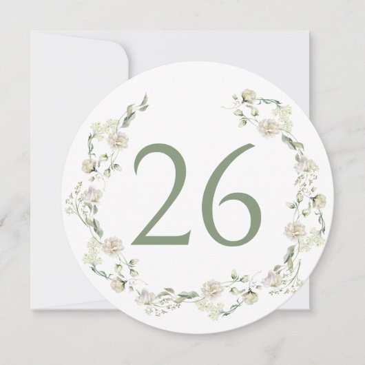 Groen Bloemen Krans Trouwcirkel Tafelnummer (Voorkant)