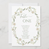 Groen Bloemen Krans Trouwtafel Nummers Kaart (Voorkant)