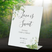 Groen Bloemen Liefde is Sweet Favors Reclamebord Met Voetstuk