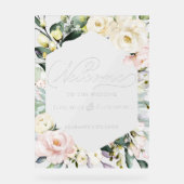 Groen Bloemen Lijst bruiloft Welkom Acryl Teken Acryl Bord (Voorkant)