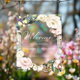 Groen Bloemen Lijst bruiloft Welkom Acryl Teken Acryl Bord