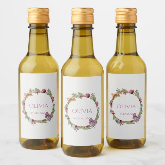 Groen Bloemen Mini Wijnflessen Label Wijn Etiket (Flessen)