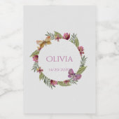 Groen Bloemen Mini Wijnflessen Label Wijn Etiket (Enkel label)