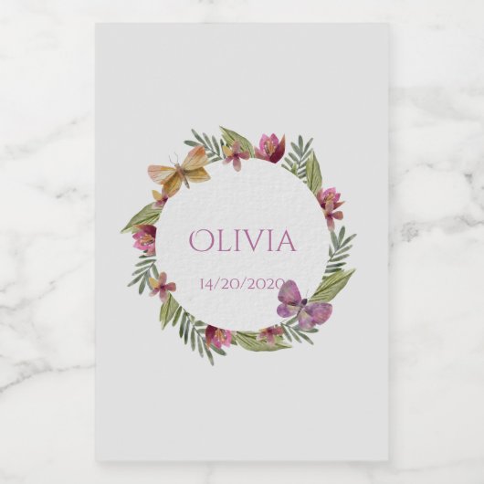 Groen Bloemen Mini Wijnflessen Label Wijn Etiket (Enkel label)