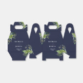 Groen Bloemen Moderne Marine Blauwe Huwelijk Bedankdoosjes (Uitgevouwen)