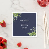 Groen Bloemen Moderne Marine Blauwe Huwelijk Servet (Insitu)