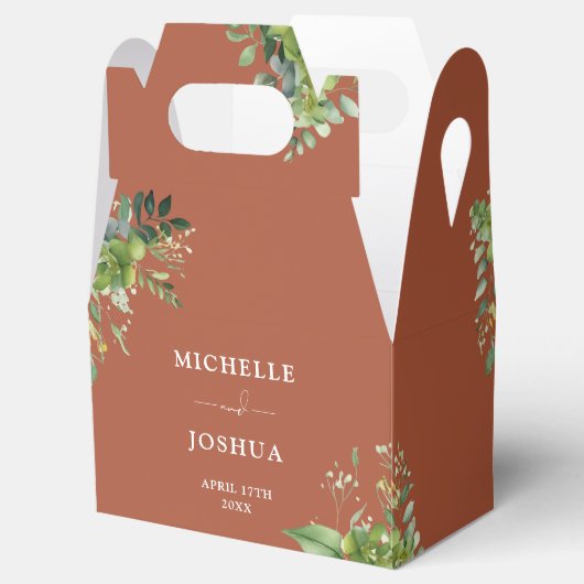 Groen Bloemen Moderne Terracotta bruiloft Bedankdoosjes (Geopend)
