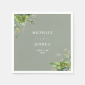 Groen Bloemen Moderne Wijze Groen Huwelijk Servet (Voorkant)