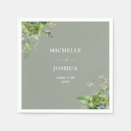 Groen Bloemen Moderne Wijze Groen Huwelijk Servet