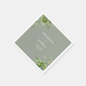 Groen Bloemen Moderne Wijze Groen Huwelijk Servet (Hoek)