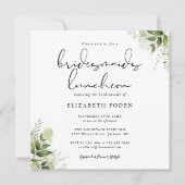 Groen Bloemen Monogram Bruidsmeisjes Luncheon Kaart (Voorkant)