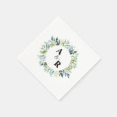 Groen Bloemen Monogram Custom Wedding Cocktail Servet (Hoek)