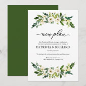 Groen Bloemen Nieuw Plan Huwelijk Uitstel Kaart (Voorkant / Achterkant)