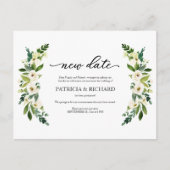 Groen Bloemen Nieuwe Datum Huwelijk Uitstel Briefkaart (Voorkant)