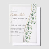 Groen Bloemen Nuestra Boda Spaanse bruiloft Vellum Uitnodigingen (Offset)