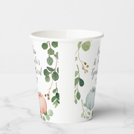 Groen Bloemen Pompoen Geslacht Onthullen Wit Papieren Bekers (Links)