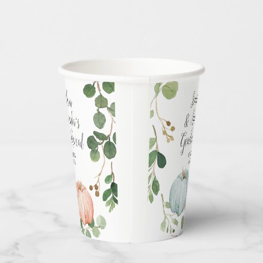 Groen Bloemen Pompoen Geslacht Onthullen Wit Papieren Bekers (Rechts)