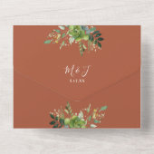 Groen Bloemen QR Code Moderne Terracotta bruiloft All In One Uitnodiging (Achterkant)