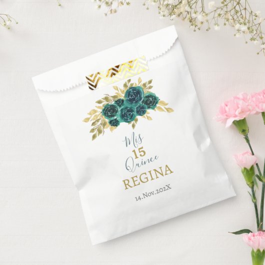 Groen Bloemen Quinceañera Bedankzakje (Gezegeld)