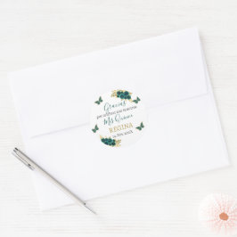 Groen Bloemen Quinceañera Classic Ronde Sticke Ronde Sticker