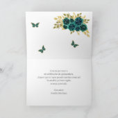 Groen Bloemen Quinceañera Dank je kaart (Binnen)