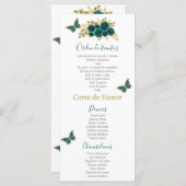 Groen Bloemen Quinceañera Programmakaart (Voorkant / Achterkant)
