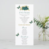 Groen Bloemen Quinceañera Programmakaart (Staand voorkant)