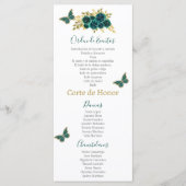 Groen Bloemen Quinceañera Programmakaart (Voorkant)