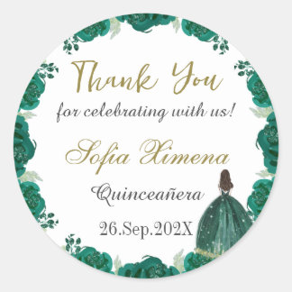 Groen Bloemen Quinceañera Ronde Sticker