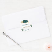Groen Bloemen Quinceañera Ronde Sticker (Envelop)