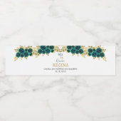 Groen Bloemen Quinceañera Waterfles Etiket (Enkel label)