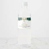 Groen Bloemen Quinceañera Waterfles Etiket (Voorkant)