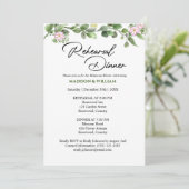 Groen Bloemen repetitie diner uitnodiging (Staand voorkant)