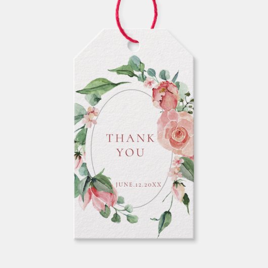 Groen Bloemen Roos Label Cadeaulabel (Voorkant)