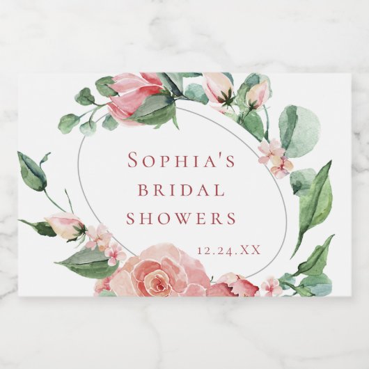 Groen Bloemen Roos Mini Mousserende Wijnfles La Sparkling Wijnetiket (Enkel label)