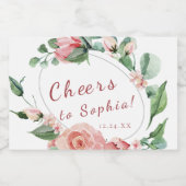 Groen Bloemen Roos Mini Mousserende Wijnfles La Sparkling Wijnetiket (Enkel label)