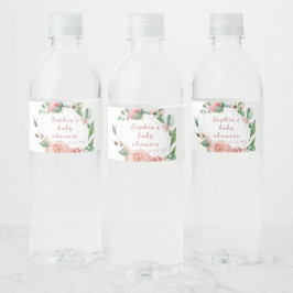 Groen Bloemen Roos Waterflesje Label Waterfles Etiket