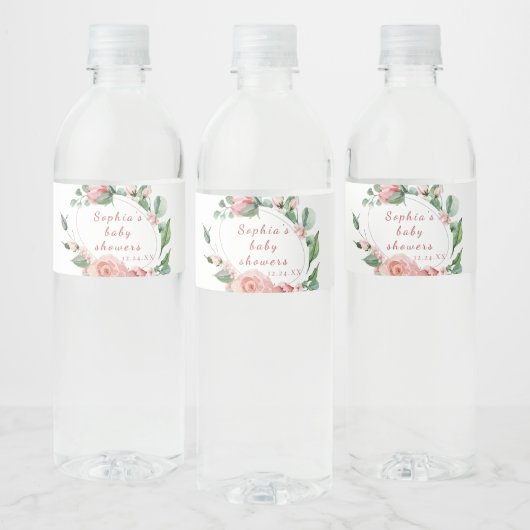 Groen Bloemen Roos Waterflesje Label Waterfles Etiket (Flessen)