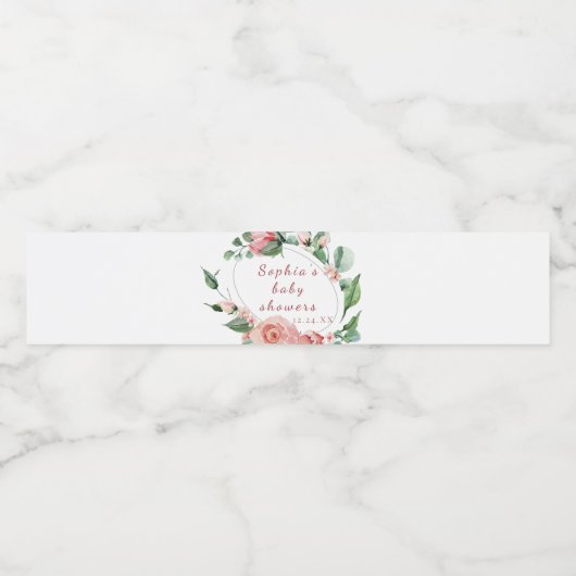 Groen Bloemen Roos Waterflesje Label Waterfles Etiket (Enkel label)