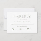 Groen Bloemen Rustieke bruiloft vriendelijk antwoo RSVP Kaartje (Voorkant)