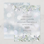 Groen Bloemen Salie Lila Winter Bruiloft Kaart (Voorkant / Achterkant)