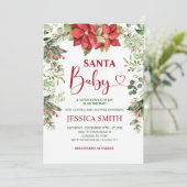 Groen Bloemen Santa Christmas Baby shower Kaart (Staand voorkant)