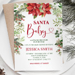 Groen Bloemen Santa Christmas Baby shower Kaart<br><div class="desc">Groen Bloemen Santa Christmas Baby shower Invitation</div>